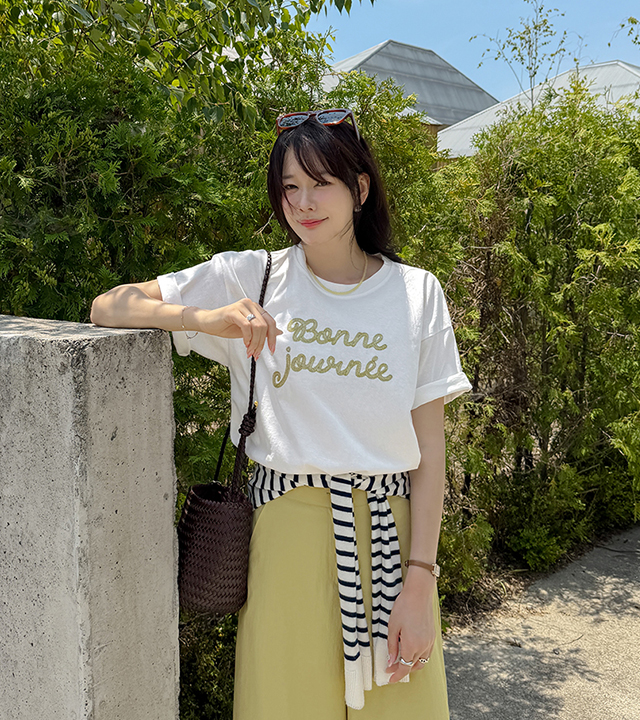 Bone chain embroidered short-sleeve tee