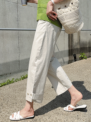 Wear Buckle Button Barrel Fit Pants 