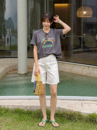 Rainbow print short-sleeve tee