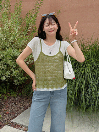 Leaf slub layered knit