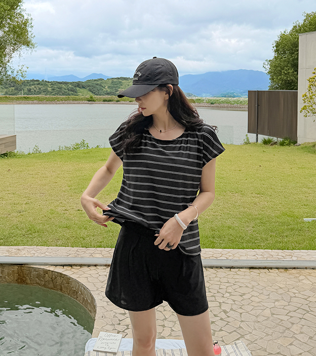 Marine Stripe Rash Guard Set