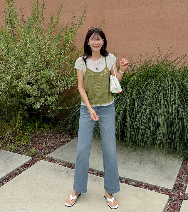 Leaf slub layered knit