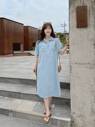 Willow short-sleeve denim dress