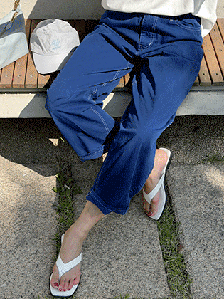 Color-dyed washed barrel fit pants 