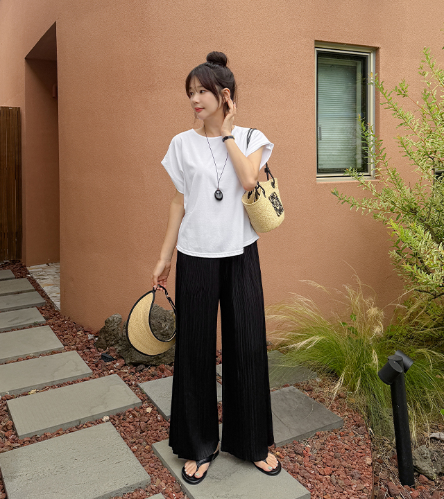 Double-layer pleated pants