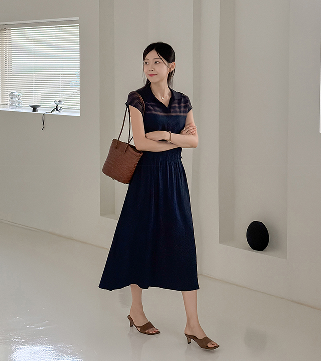Ether color-block string dress