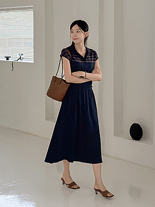 Ether color-block string dress