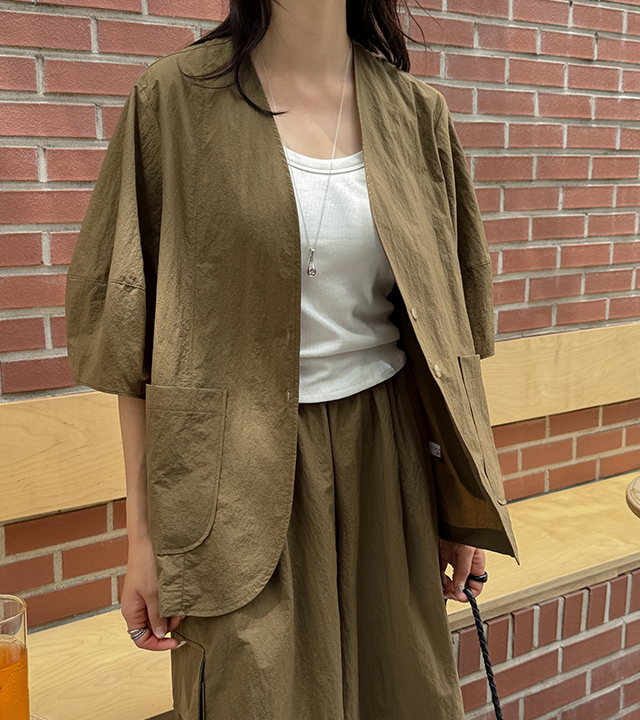 Summerlin Crinkly Collarless Jacket