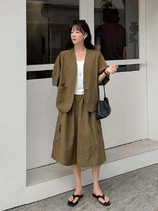 Summerlin Crinkly Collarless Jacket