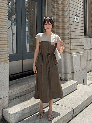 Rail strap color block dress