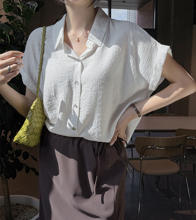 Grain texture roll-up shirt