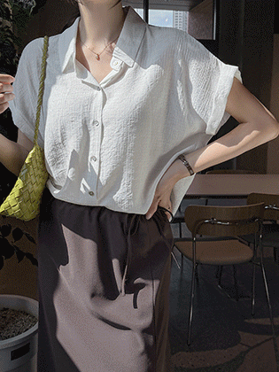 Grain texture roll-up shirt