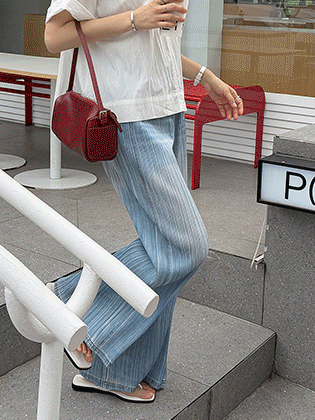 Dwen Denim-like Pleated Pants