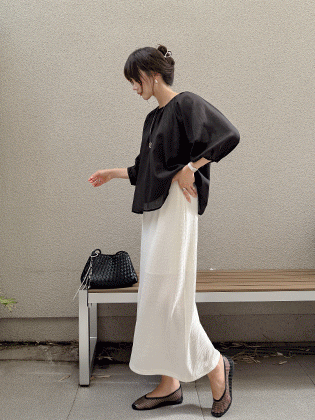 Joan Back Ribbon Slit Blouse (Sleeveless Set)