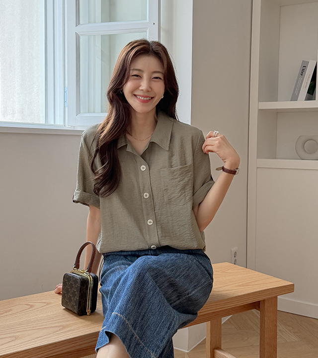 Maeve Roll-up Wrinkle Shirt