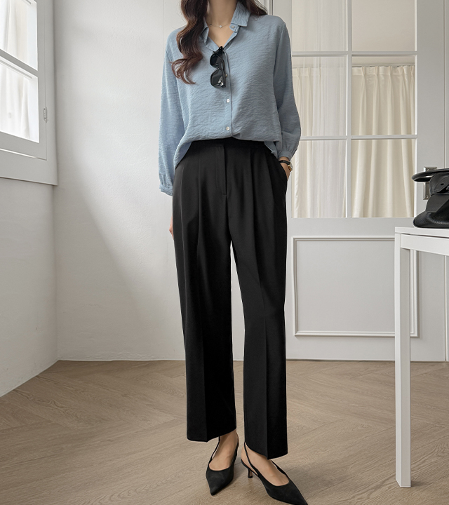 Hills Pintuck Wide Baggy Slacks