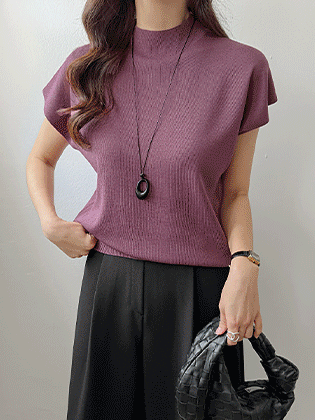 Nouveau mock neck cap sleeve knit