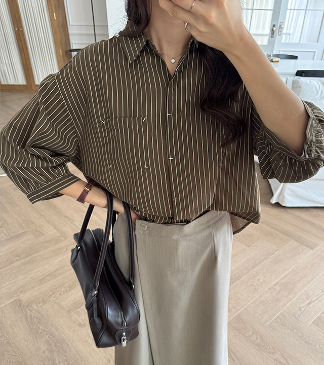 Pinstitch 3/4 sleeve shirt
