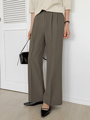 Mile double-pleated elastic slacks