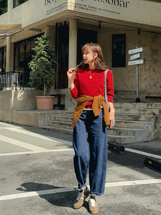 Waist color block curve fit denim