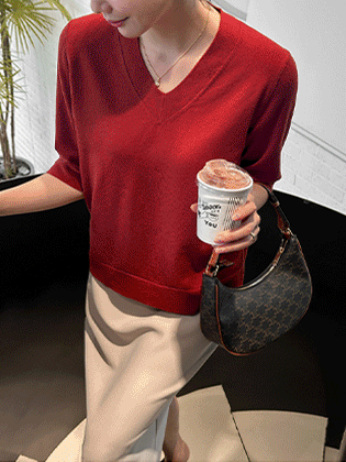 Soft Cashmere 3/4 Sleeve Knit (2 Types: Round Neck / V-Neck)