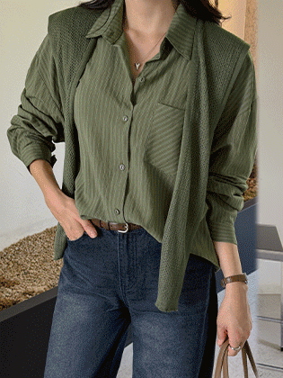 Woody striped shirt (shawl set)
