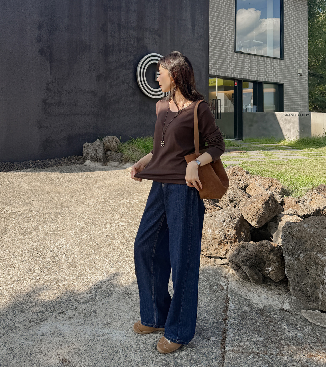 [MADE] Fine U-neck Modal Long Sleeve Tee