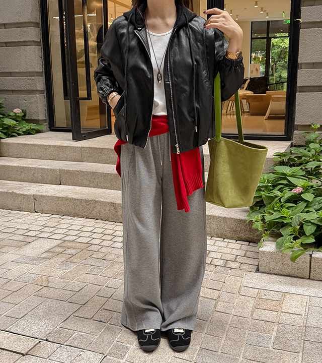 Naive Wide Pintuck Elastic Pants
