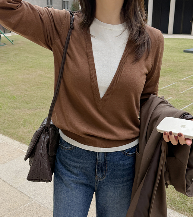 Montes Layered Deep V Knit
