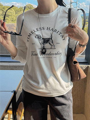Beagle print long-sleeve tee