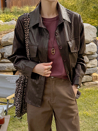 Porter leather shirt jacket