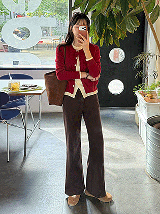 Two-tone layered knit cardigan