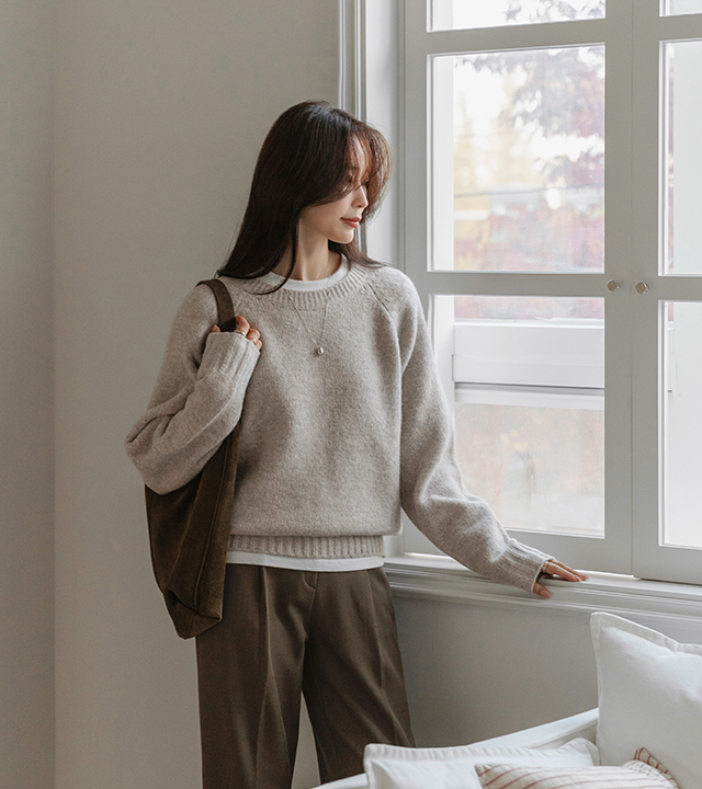 Urban Plain Wool Knit (2 Types: Round Neck/V-Neck)