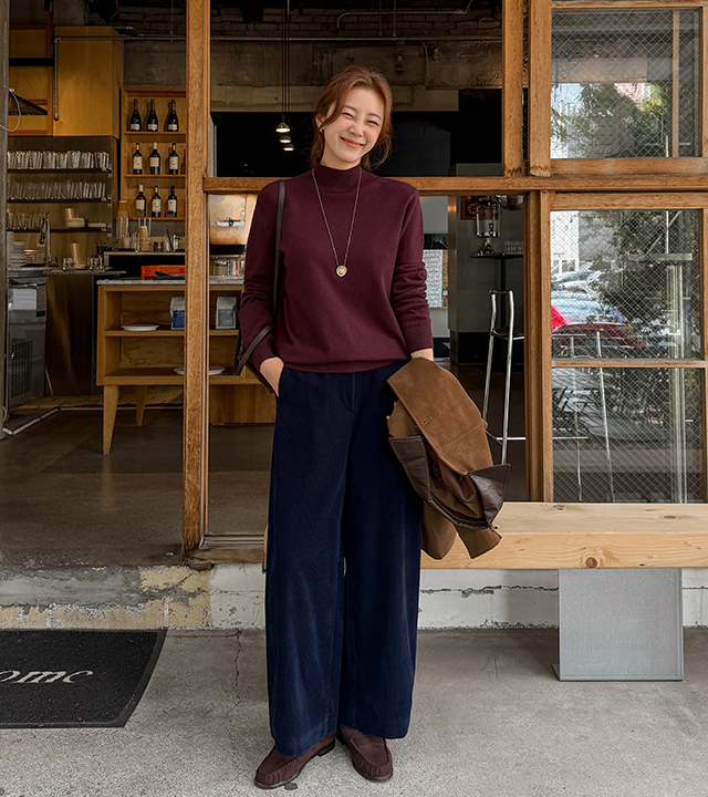 Barrel corduroy wide pants