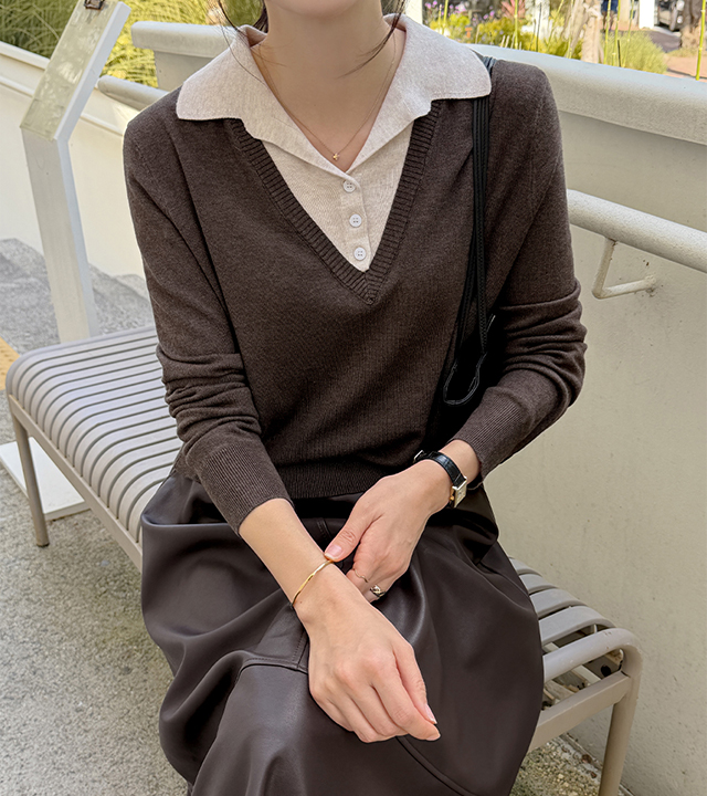 Britton Wool Layered Collar Knit