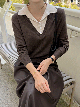 Britton Wool Layered Collar Knit 