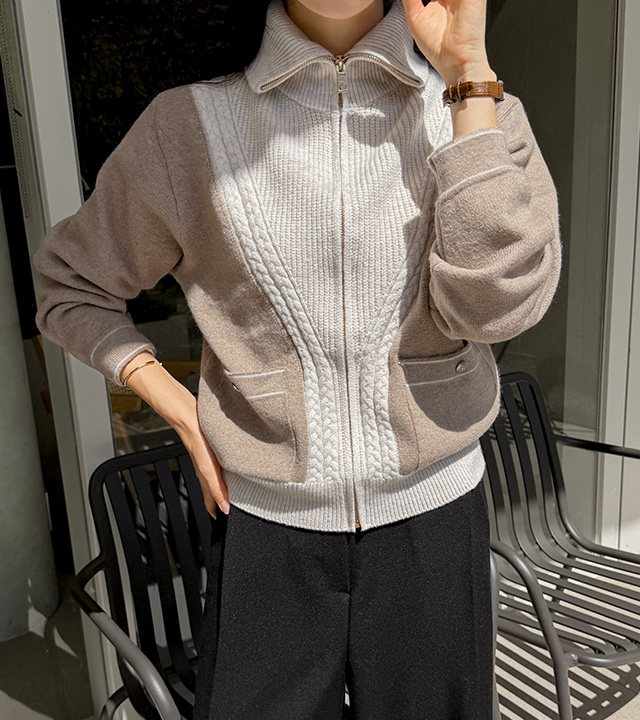 Heritage Cable Knit Zip-up