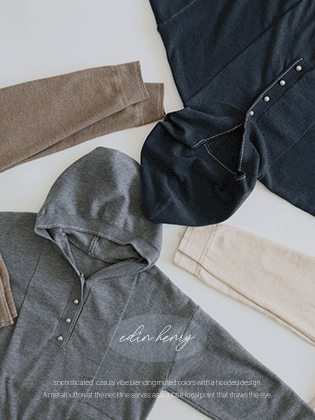Edin Henley neck hooded knit