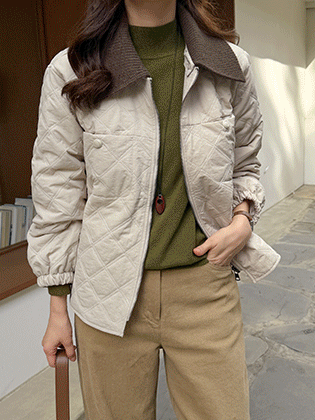 Campbell knit collar quilted jumper