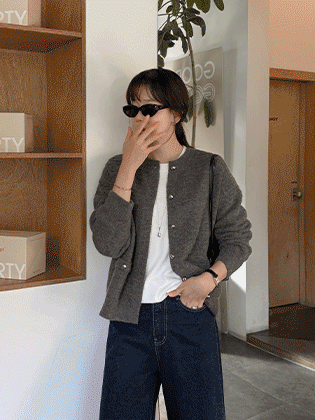 Grid knit cardigan