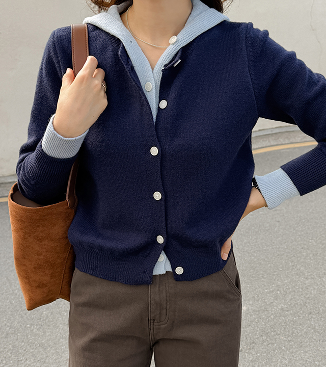 Pairing knit hooded cardigan