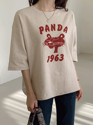 Panda Peach Fleece Boxy Short Sleeve T-shirt
