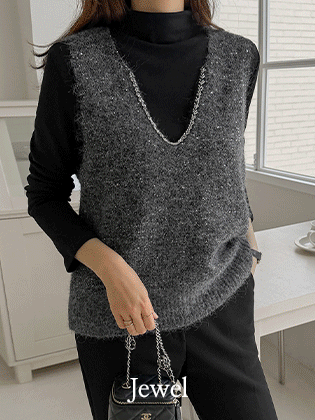 Jewel sequin knit vest