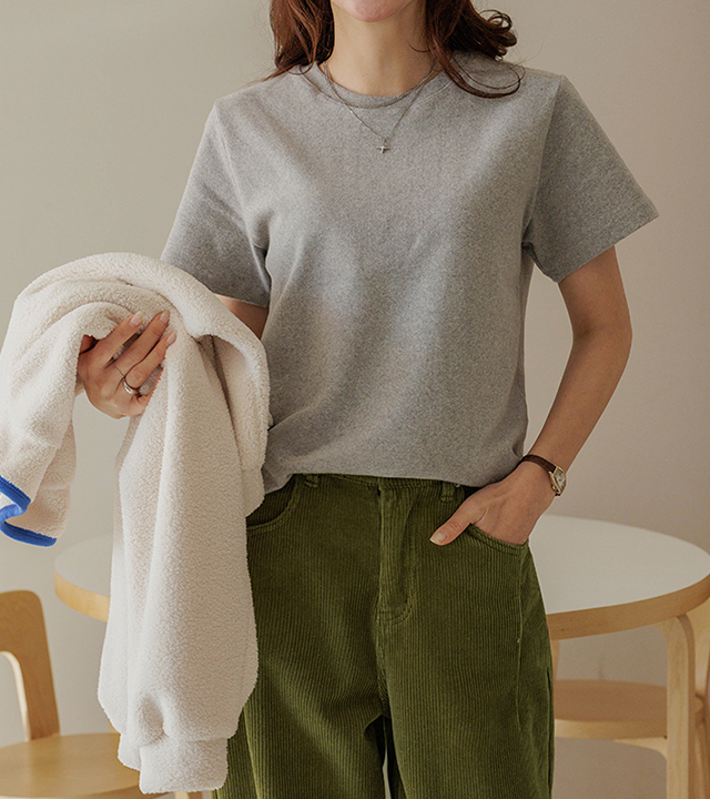 Pomelo peach fleece short-sleeved tee