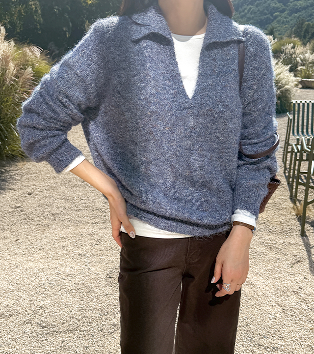 Como Brush Collar Knit